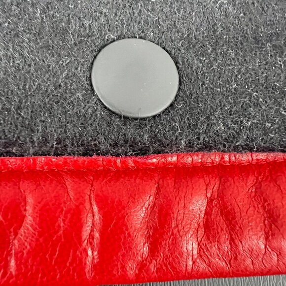 New Vtg Ralph Lauren European Sham Wool Leather Black Red 80s Classic 2 Flaw - Picture 15 of 15